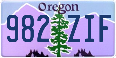 OR license plate 982ZIF