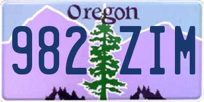 OR license plate 982ZIM