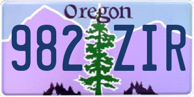 OR license plate 982ZIR