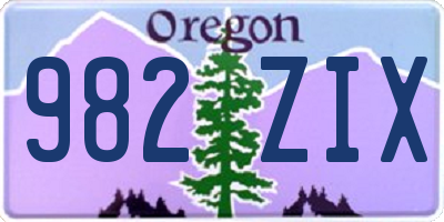 OR license plate 982ZIX