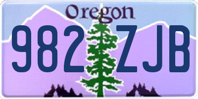 OR license plate 982ZJB