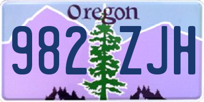 OR license plate 982ZJH