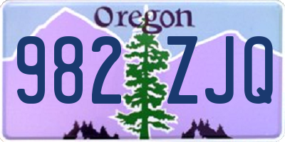 OR license plate 982ZJQ