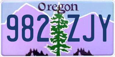 OR license plate 982ZJY