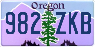 OR license plate 982ZKB