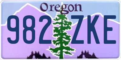 OR license plate 982ZKE