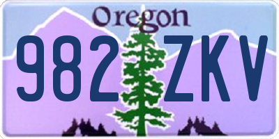 OR license plate 982ZKV