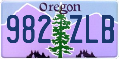 OR license plate 982ZLB