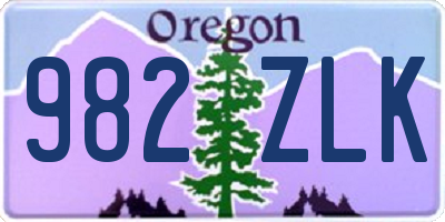 OR license plate 982ZLK