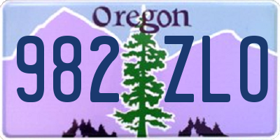 OR license plate 982ZLO