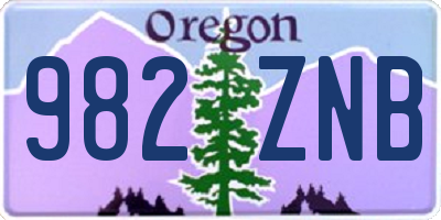 OR license plate 982ZNB