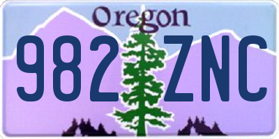 OR license plate 982ZNC