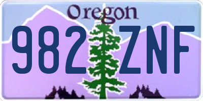 OR license plate 982ZNF