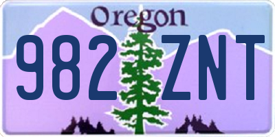 OR license plate 982ZNT