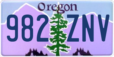 OR license plate 982ZNV