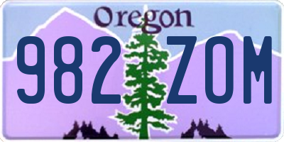 OR license plate 982ZOM