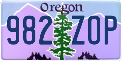 OR license plate 982ZOP