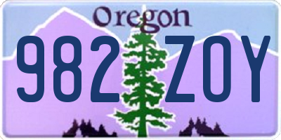 OR license plate 982ZOY