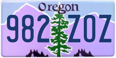 OR license plate 982ZOZ