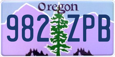 OR license plate 982ZPB