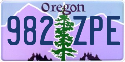OR license plate 982ZPE