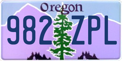 OR license plate 982ZPL