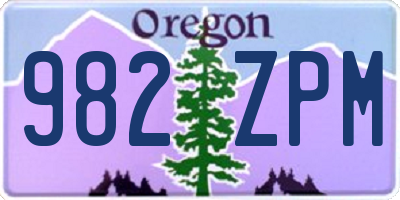 OR license plate 982ZPM