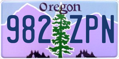 OR license plate 982ZPN