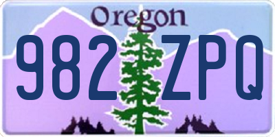 OR license plate 982ZPQ
