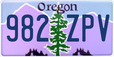 OR license plate 982ZPV