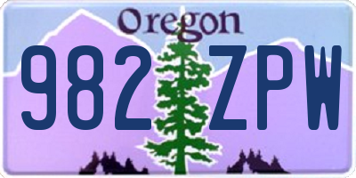OR license plate 982ZPW