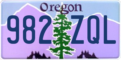 OR license plate 982ZQL