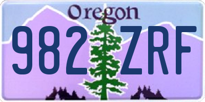 OR license plate 982ZRF