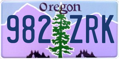 OR license plate 982ZRK