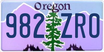 OR license plate 982ZRO