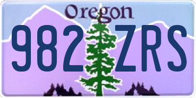 OR license plate 982ZRS