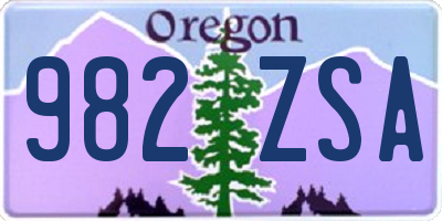 OR license plate 982ZSA