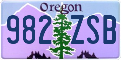 OR license plate 982ZSB
