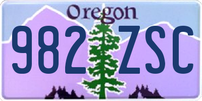 OR license plate 982ZSC