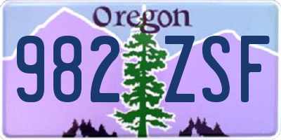 OR license plate 982ZSF