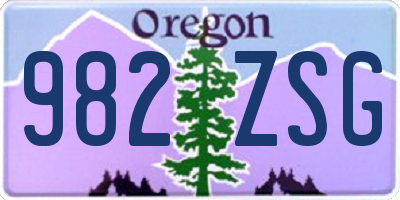 OR license plate 982ZSG