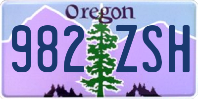 OR license plate 982ZSH
