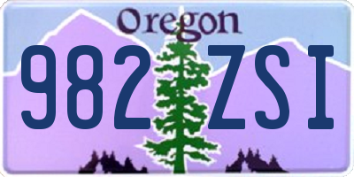 OR license plate 982ZSI