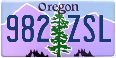 OR license plate 982ZSL
