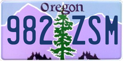 OR license plate 982ZSM