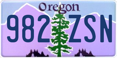 OR license plate 982ZSN