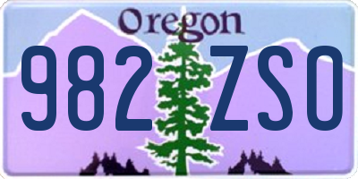 OR license plate 982ZSO