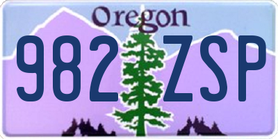 OR license plate 982ZSP