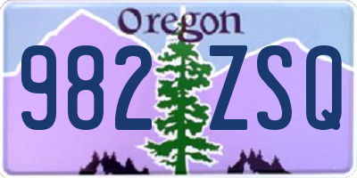 OR license plate 982ZSQ