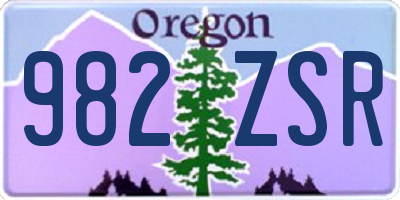 OR license plate 982ZSR